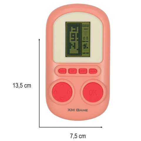 Gra elektroniczna zręcznościowa mini konsola przenośna kieszonkowa tetris różowa