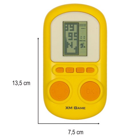 Gra elektroniczna zręcznościowa mini konsola przenośna kieszonkowa tetris żółty