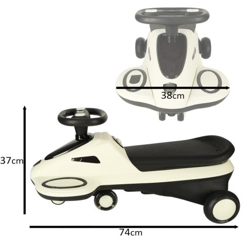 Jeździk grawitacyjny świecące koła LED z muzyką grający skuter 74cm beżowo-czarny max 100kg Jeździk grawitacyjny świecące koła LED z muzyką grający skuter 74cm beżowo-czarny max 100kg